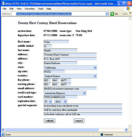 Hotel Internet Reservations Software